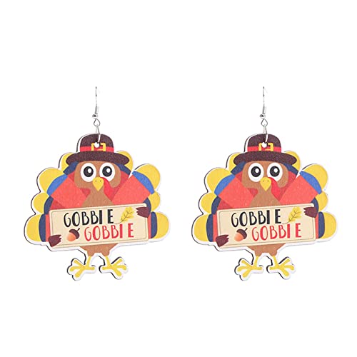Set Aus Silbernen Creolen Thanksgiving-Herbst-Ohrringe aus Holz Thanksgiving-Herbst-Tropfen-Ohrringe Handgefertigte Truthahn-Kürbis-Ahornblatt-Herbst-Ohrringe Ohrringe Obst Echt Silber (C, One Size) von Kielsjajd