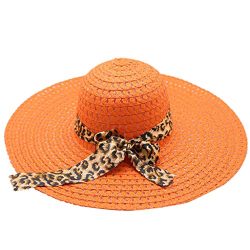 Sonnenhut für Frauen, Sonnenschutz Faltbarer großer Strand Sommer Sonnenhut Durchmesser Hut aus für den Sommer am Strand oder im Urlaub Sonnenhut Damen mit großer Krempe (Orange, One Size) von Kielsjajd