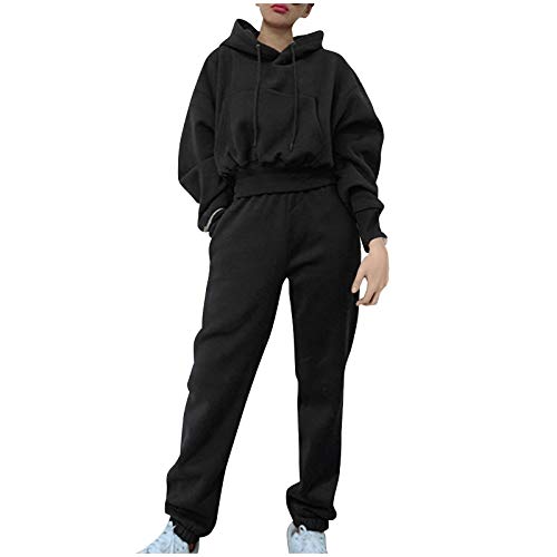 Sport Set Damen Zweiteiler Freizeitanzug Trainingsanzug Jogginganzug Sportbekleidung Mit Kapuze Frauen Set Outfit Pullover Und Hose Langarm Kapuzenpullover Sport Hoodie Fitnessanzu (A-001, XL) von Kielsjajd