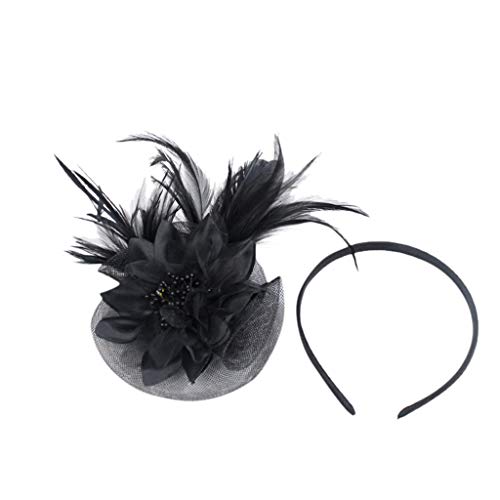 Stirnband Mit Haaren Herren Damen Hochzeit Fascinators Hut Stirnband für Cocktail Stirnband Sporttuch (Black, One Size) von Kielsjajd