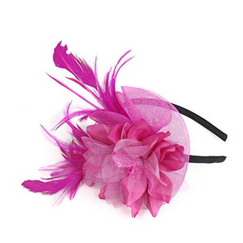 Stirnband Mit Haaren Herren Damen Hochzeit Fascinators Hut Stirnband für Cocktail Stirnband Sporttuch (Hot Pink, One Size) von Kielsjajd