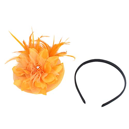 Stirnband Mit Haaren Herren Damen Hochzeit Fascinators Hut Stirnband für Cocktail Stirnband Sporttuch (Orange, One Size) von Kielsjajd