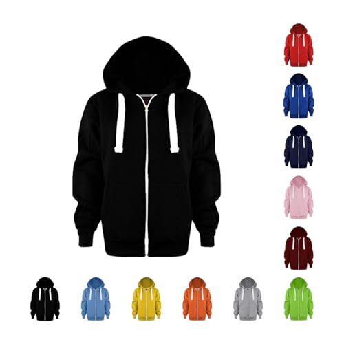 Sweatjacke Jungen Kinder Einfarbig Sportlich Zip Up Sweatshirt Mit Reißverschluss Teenager Mädchen Hoodie Kapuzenjacke Kordelzug Langarm Pullover Kapuzenjacke Streetwear Jacke Warm Tops von Kielsjajd