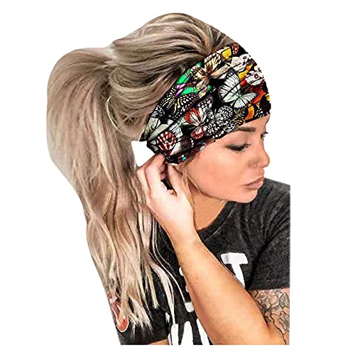 Tennistaschen Männer Haarreif Frauen Bandana elastisches Druckband Wrap Haarreif Haarreif Weißes Stirnband Herren (Black, One Size) von Kielsjajd