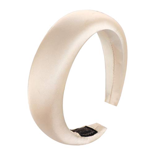 Trachten Haarreif, Haarreifen Damen Dirndl, Haarreif Oktoberfest Damen Haarreif Breit Gepolstertes Haarband Wiesn Haarreifen Trachten Stirnband Mode Einfarbig Kopfband (Beige, Einheitsgröße) von Kielsjajd