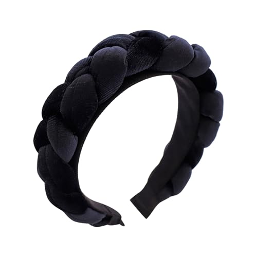 Trachten Haarreif Samt Haarschmuck Dirndl Stirnband Geflochten Breit Haarband Vintage Gepolsterte Haarreifen Mode Kopfschmuck für Damen Mädchen (Black, One Size) von Kielsjajd