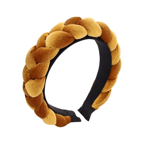 Trachten Haarreif Samt Haarschmuck Dirndl Stirnband Geflochten Breit Haarband Vintage Gepolsterte Haarreifen Mode Kopfschmuck für Damen Mädchen (Yellow, One Size) von Kielsjajd
