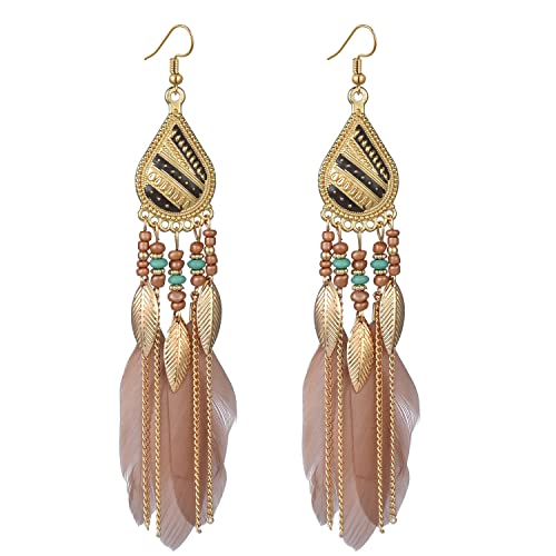 Traumfänger Ohrringe Für Ohrringe Ohr Perlen Quasten Tropfen 1 Paar Baumeln Bunte Frauen Bohemian Charm Ohrringe Titanohrringe Für Empfindliche Ohren (F-2, One Size) von Kielsjajd