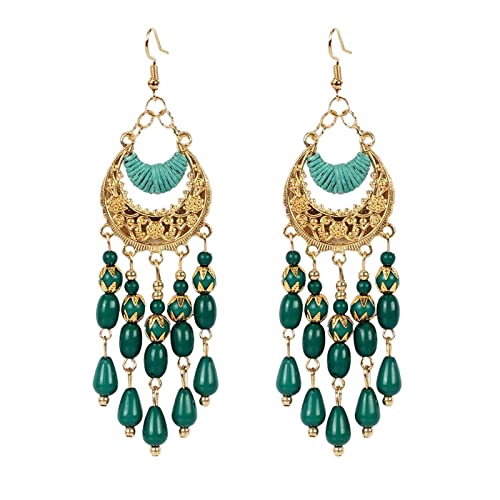 Traumfänger Ohrringe Für Ohrringe Ohr Perlen Quasten Tropfen 1 Paar Baumeln Bunte Frauen Bohemian Charm Ohrringe Titanohrringe Für Empfindliche Ohren (a-Green, One Size) von Kielsjajd
