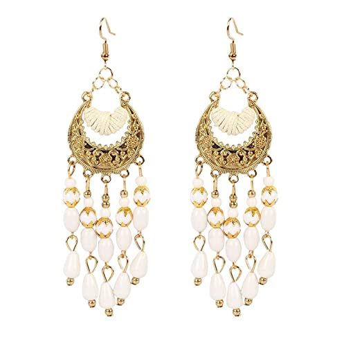 Traumfänger Ohrringe Für Ohrringe Ohr Perlen Quasten Tropfen 1 Paar Baumeln Bunte Frauen Bohemian Charm Ohrringe Titanohrringe Für Empfindliche Ohren (a-White, One Size) von Kielsjajd
