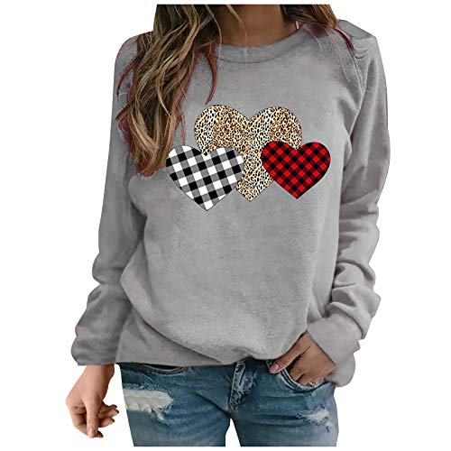 Valentinstag Pullover Damen Klassisch Liebe Muster Valentinstag Sweatshirt Langarmshirt Rundhals Pullover Pulli Shirt Oberteile Frühling Herbst Winter Cute Herz Print Valentine Pullover Bluse Tops von Kielsjajd