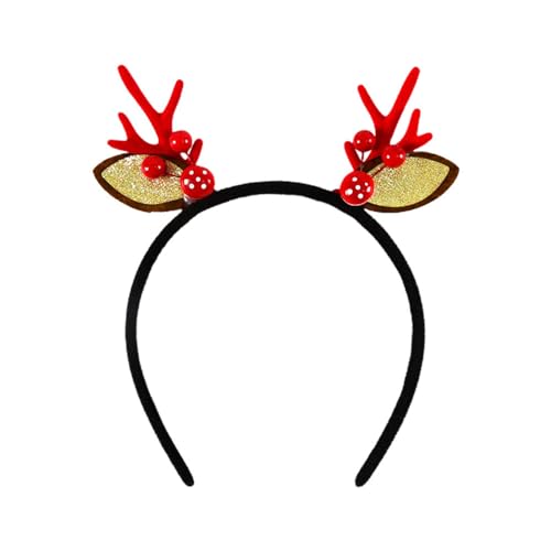 Weihnachten Haarreifen Rentier-Stirnbänder, Weihnachts-Neuheits-Rentier-Stirnband mit Ohren, Plüsch-Rentier-Ohr-Kopfbedeckung für Weihnachtsfeier-Dekoration (B, One Size) von Kielsjajd