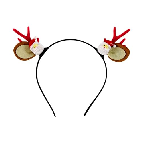 Weihnachten Haarreifen Rentier-Stirnbänder, Weihnachts-Neuheits-Rentier-Stirnband mit Ohren, Plüsch-Rentier-Ohr-Kopfbedeckung für Weihnachtsfeier-Dekoration (C, One Size) von Kielsjajd