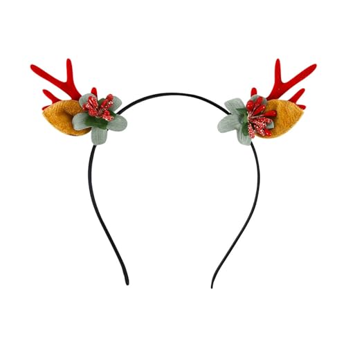 Weihnachten Haarreifen Rentier-Stirnbänder, Weihnachts-Neuheits-Rentier-Stirnband mit Ohren, Plüsch-Rentier-Ohr-Kopfbedeckung für Weihnachtsfeier-Dekoration (F, One Size) von Kielsjajd
