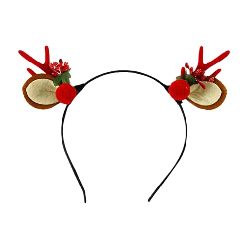 Weihnachten Haarreifen Rentier-Stirnbänder, Weihnachts-Neuheits-Rentier-Stirnband mit Ohren, Plüsch-Rentier-Ohr-Kopfbedeckung für Weihnachtsfeier-Dekoration (G, One Size) von Kielsjajd