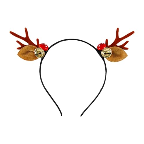 Weihnachten Haarreifen Rentier-Stirnbänder, Weihnachts-Neuheits-Rentier-Stirnband mit Ohren, Plüsch-Rentier-Ohr-Kopfbedeckung für Weihnachtsfeier-Dekoration (H, One Size) von Kielsjajd