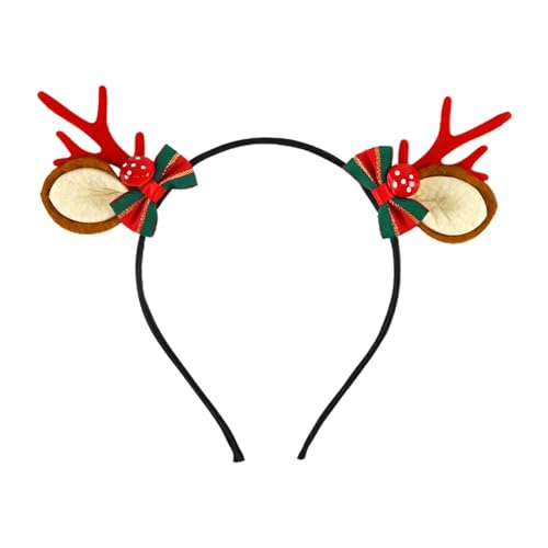 Weihnachten Haarreifen Rentier-Stirnbänder, Weihnachts-Neuheits-Rentier-Stirnband mit Ohren, Plüsch-Rentier-Ohr-Kopfbedeckung für Weihnachtsfeier-Dekoration (K, One Size) von Kielsjajd