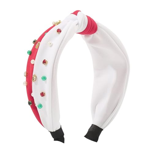 Weihnachten Haarreifen Weihnachts-Haar-Accessoires, modische farbblockierte Stoff-Stirnbänder, einfache, in der Mitte geknotete -Stirnbänder Weihnachten Stirnbänder Xmas Kopfschmuck (White, One Size) von Kielsjajd