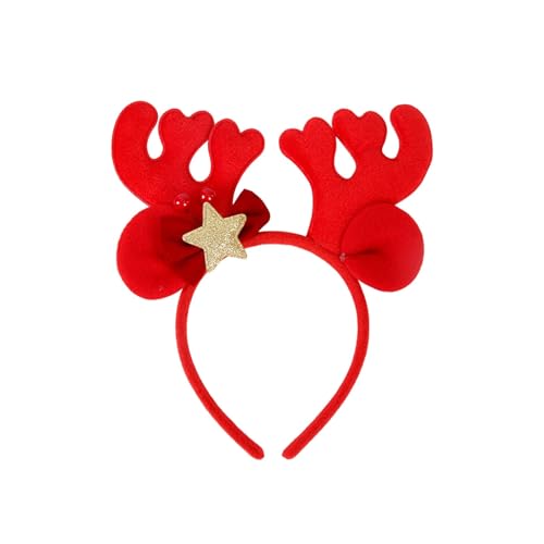 Weihnachten Stirnbänder Weihnachten Neuheit Rentier Stirnband mit Ohren Rentier Stirnbänder Plüsch Rentier Ohr Kopfbedeckung für Weihnachtsfeier Kostümzubehör Kopfbedeckung (A, One Size) von Kielsjajd