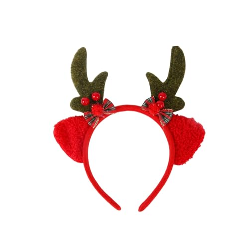 Weihnachten Stirnbänder Weihnachten Neuheit Rentier Stirnband mit Ohren Rentier Stirnbänder Plüsch Rentier Ohr Kopfbedeckung für Weihnachtsfeier Rentier Geweih Haarreif Haarreifen (B, One Size) von Kielsjajd