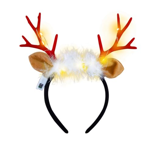Weihnachtsbaum Geweih Haarreif Weihnachten Neuheit Rentier Stirnband mit Ohren Plüsch Rentier Ohr Kopfschmuck Rentier Stirnbänder für Weihnachten Stirnband Geweih Haarband Kopfschmuck (A, One Size) von Kielsjajd