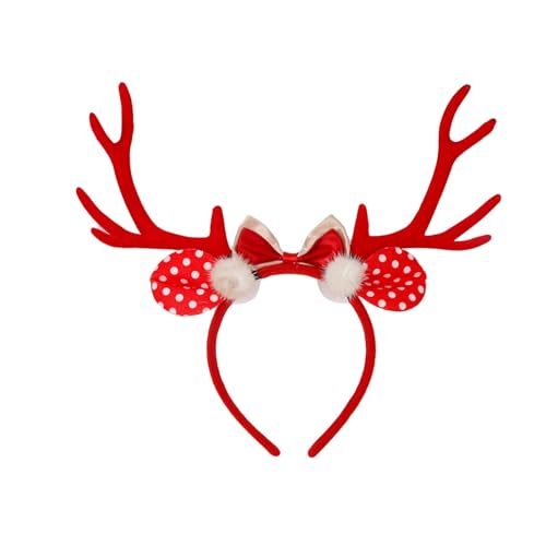 Weihnachtsstirnbänder Rentier-Stirnbänder, Weihnachtsneuheit, Rentier-Stirnband mit Ohren, Plüsch-Rentier-Ohr-Kopfbedeckung für die Weihnachtsfeier (A, One Size) von Kielsjajd
