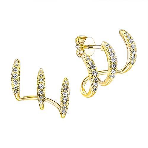 Kielsjajd ene Brautjungfernohrringe Luxuriöse, trendige, minimalistische, zierliche, winzige Ohr-Wrap-Manschetten-Piercing-Ohrstecker Funkelnde Grüne Ohrringe (Gold, One Size) von Kielsjajd