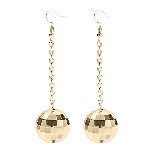 ene Diamantohrringe Für Männer Splitter-Gold-Disco-Kugel-Ohrringe für Frauen Vintage-Ohrringe Damen-Kostüm-Accessoires Ohrringe Aufschrauben (Gold, One Size) von Kielsjajd