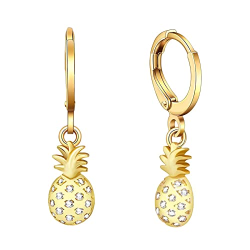 ene Kugelohrringe Für Zierliche -Ananas-Ohrringe Ohrstecker für Frauen, handgefertigt, einfacher Stil, Ohrschmuck Schwarze Ohrstecker Für Damen (Yellow, One Size) von Kielsjajd