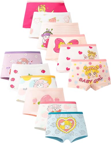 Kiench 12er Pack Mädchen Pantys Boxershorts Unterhosen Baumwolle Gr. 98-158 Freundschaft von Mädchen und Katze EU Gr. 134-140/8-9 Jahre von Kiench