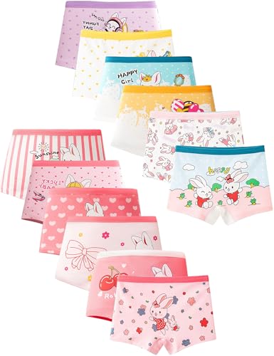 Kiench 12er Pack Mädchen Pantys Boxershorts Unterhosen Baumwolle Gr. 98-158 Hasenmotiv voller Charme EU Gr. 110-116/4-5 Jahre von Kiench