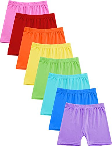 Kiench 8er-Pack Mädchen Radlerhose Kinder Kurze Leggings Sommer Shorts Regenbogen Bunt EU Größe 152-158-164/10-11 Jahre Etikett 170 von Kiench