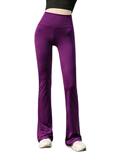 Kiench Damen Bootcut Sport Leggings Lang Flared Yoga Tanzen Hosen Lila EU M/Damen Größe 40-42 Etikett XL von Kiench