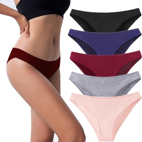 Kiench Damen Unterhosen Baumwolle Slips Bikini Unterwäsche 5er-Pack Retro Stil EU Größe 40/42 M von Kiench