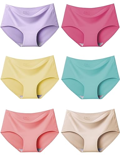 Kiench Damen Unterhosen Nahtlose Unterwäsche Seamless Hipster Slips 6er-Pack Macaronfarben EU L/Größe 44-46 von Kiench