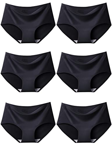 Kiench Damen Unterhosen Nahtlose Unterwäsche Seamless Hipster Slips 6er-Pack Schwarz EU M/Größe 40-42 von Kiench