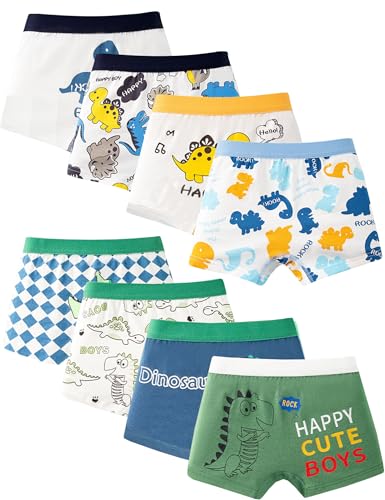 Kiench Jungen Boxershorts Baumwolle Unterwäsche 8er-Pack Dino EU Größe 116-122/5-6 Jahre Etikett L von Kiench