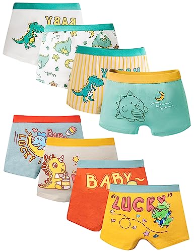 Kiench Jungen Boxershorts Baumwolle Unterwäsche 8er-Pack Süße Dinosaurier EU Größe 104-110/3-4 Jahre Etikett M von Kiench