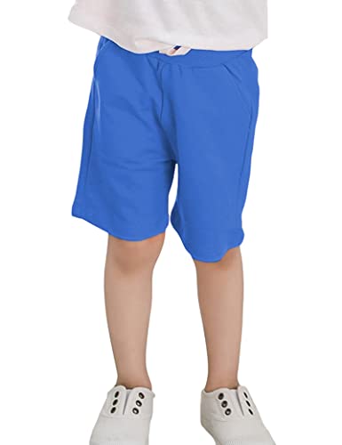 Kiench Jungen Shorts Kinder Sommer Kurze Hosen Baumwolle Pull-On Sweatshorts mit Taschen Blau EU Größe 146/9-10 Jahre Etikett 150 von Kiench