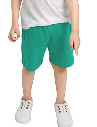 Kiench Jungen Shorts Kinder Sommer Kurze Hosen Baumwolle Pull-On Sweatshorts mit Taschen Grün EU Größe 122-128/6-7 Jahre Etikett 130 von Kiench