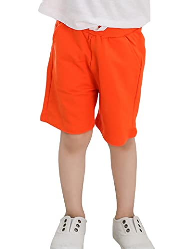 Kiench Jungen Shorts Kinder Sommer Kurze Hosen Baumwolle Pull-On Sweatshorts mit Taschen Orange EU Größe 104-110/4-5 Jahre Etikett 110 von Kiench