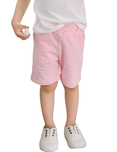 Kiench Jungen Shorts Kinder Sommer Kurze Hosen Baumwolle Pull-On Sweatshorts mit Taschen Rosa EU Größe 134-140/8-9 Jahre Etikett 140 von Kiench