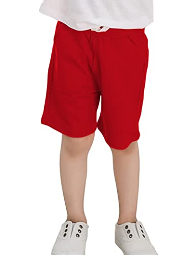 Kiench Jungen Shorts Kinder Sommer Kurze Hosen Baumwolle Pull-On Sweatshorts mit Taschen Rot EU Größe 92-98/2-3 Jahre Etikett 100 von Kiench