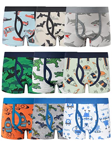 Kiench Jungen Unterhosen Boxershorts Baumwolle 9er-Pack Technologie Motiven EU Größe 110-116/4-5 Jahre Etikett XS von Kiench