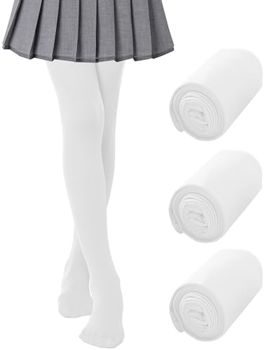 Kiench Kinder Mädchen Strumpfhose Microfaser 80 DEN 3er-Pack Weiß EU 3XL / Größe 158-164-170/14-16 Jahre von Kiench