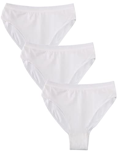 Kiench Mädchen Ballett Unterhosen Slips Tanz Unterwäsche für Teenager 4-16 Jahre 3er-Pack 3 Weiß EU Größe 164-170/14-16 Jahre/Damen Größe 38-40 / M Etikett 170 von Kiench