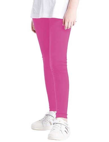 Kiench Mädchen Basic Leggings Baumwolle Lang Hosen Uni Farbe Amaranth EU Größe 110-116/4-5 Jahre Etikett 120 von Kiench