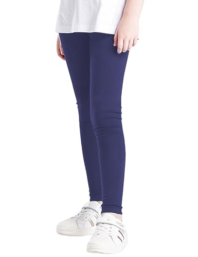 Kiench Mädchen Basic Leggings Baumwolle Lang Hosen Uni Farbe Marineblau EU Größe 110-116/4-5 Jahre Etikett 120 von Kiench