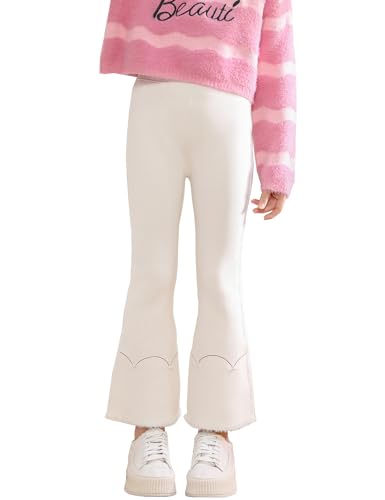 Kiench Mädchen Bootcut Leggings Baumwolle Gefüttert Winter Warm Flare Hosen Weiß EU Größe 134/7-8 Jahre Etikett 140 von Kiench