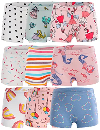 Kiench Mädchen Boxershorts Baumwolle Unterhosen 9er-Pack Schöne Prinzessin EU Größe 116-122/6-7 Jahre Etikett 120 von Kiench